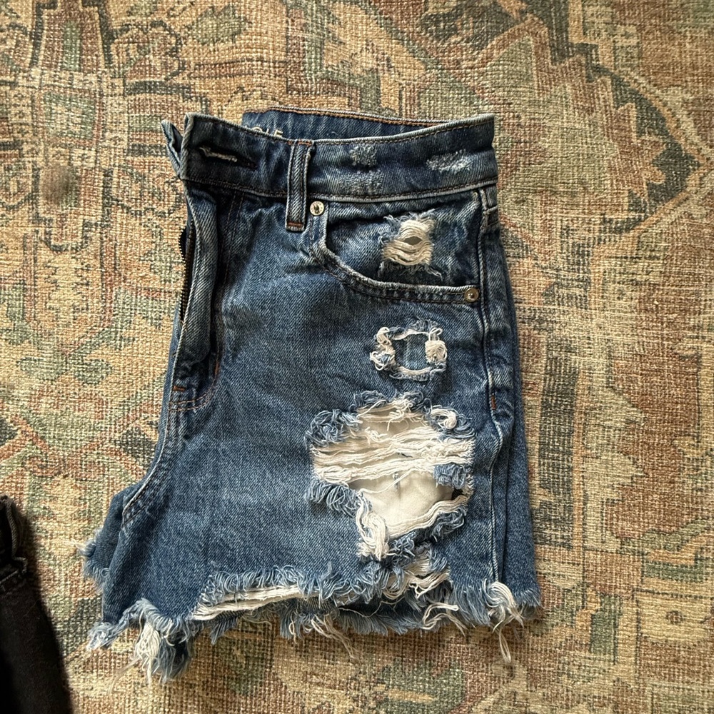 American Eagle Outfitters Distressed Blue Jean Shorts